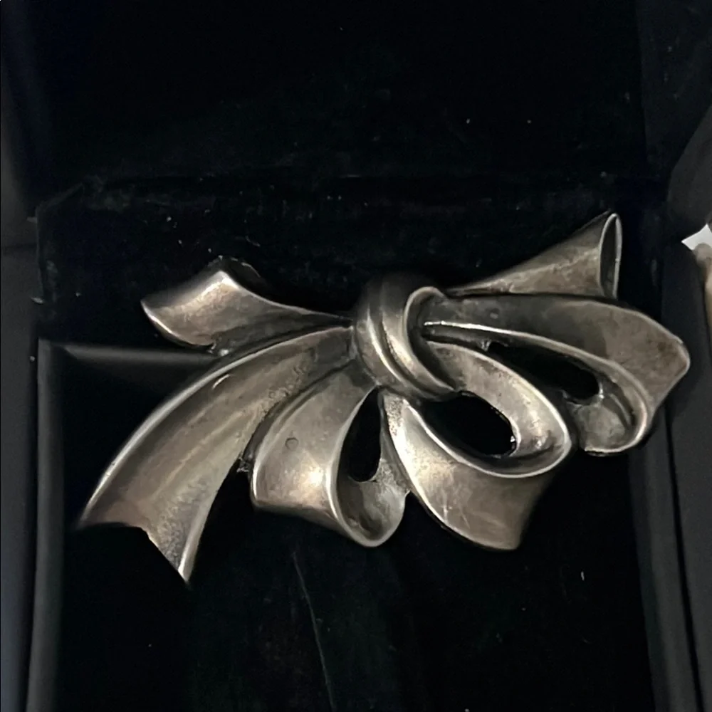 Vintage Art Deco Sterling Silver Bow Brooch - Picture 3 of 7